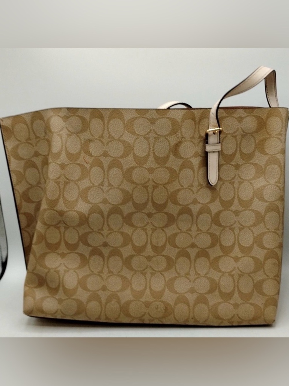 Coach City Tote Bag in Signature Canvas Light Khaki Chalk 5696 Excellent Conditn - Picture 4 of 8